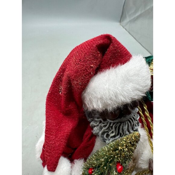 Merry Brite 10.5" Africa American Santa Christmas Figurine Presents & Tree READ - Picture 5 of 8